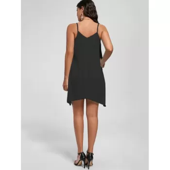 Overlay Flowy Mini Slip Dress - Black