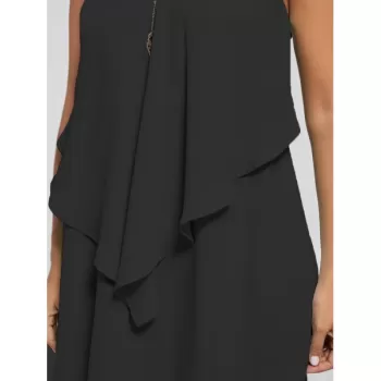 Overlay Flowy Mini Slip Dress - Black