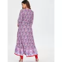 Paisley Print Long Surplice Dress -