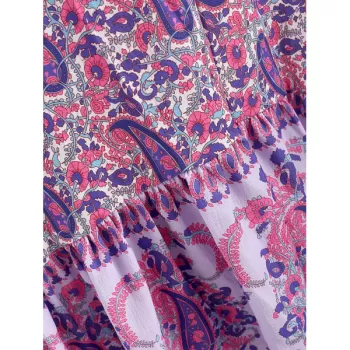 Paisley Print Long Surplice Dress -