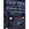 Patches Straight Leg Jeans - Denim Blue