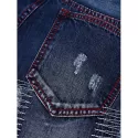 Patches Straight Leg Jeans - Denim Blue