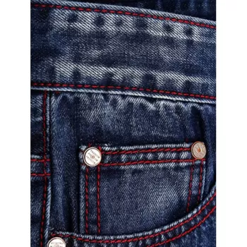 Patches Straight Leg Jeans - Denim Blue