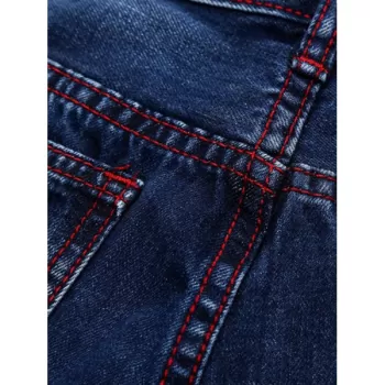 Patches Straight Leg Jeans - Denim Blue