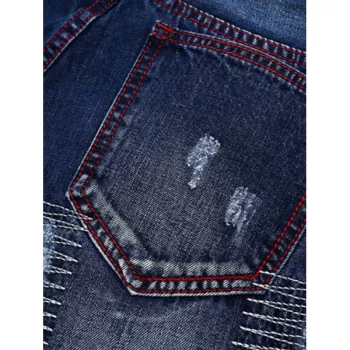 Patches Straight Leg Jeans - Denim Blue
