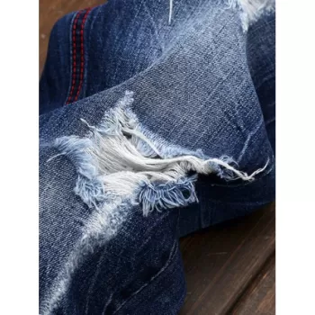Patches Straight Leg Jeans - Denim Blue