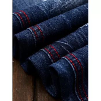 Patches Straight Leg Jeans - Denim Blue