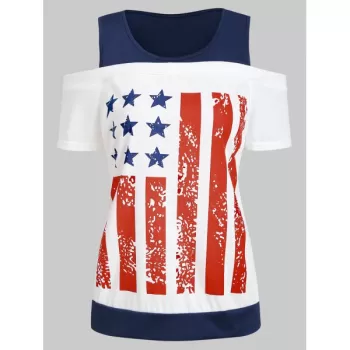 Patriotic Cold Shoulder Top -