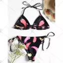 Pepper Print Wireless Brazilian Bikini et - Black
