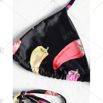 Pepper Print Wireless Brazilian Bikini et - Black