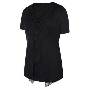 Pile Heap Collar esh Panel T-shirt - Black