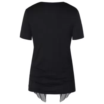 Pile Heap Collar esh Panel T-shirt - Black