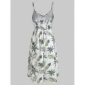 Pineapple Print High Waist Button Dress - White