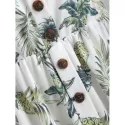 Pineapple Print High Waist Button Dress - White