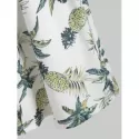Pineapple Print High Waist Button Dress - White