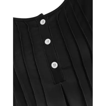 Pintuck Lace Panel Buttoned Ombre Tee - Purple