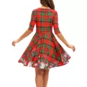 Plaid Snowflake Christmas Round Neck Dress -