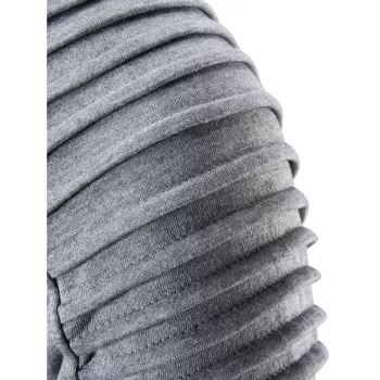 Pleated Raglan Sleeve Ripped Pullover Hoodie - Light Gray