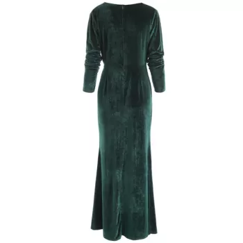 Plunge Velvet Maxi Dress - Green