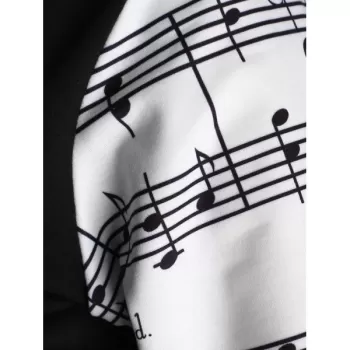 Plus Size Music Note Print Bowknot Embellished Sweatshirt - Black