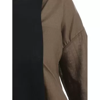 Pocket Asymmetric Contrast Sweatshirt - Coffee