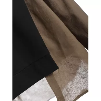 Pocket Asymmetric Contrast Sweatshirt - Coffee