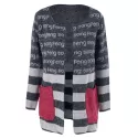Pockets Graphic Striped Cardigan - Deep Gray One