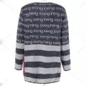 Pockets Graphic Striped Cardigan - Deep Gray One