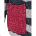 Pockets Graphic Striped Cardigan - Deep Gray One