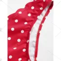 Polka Dot Bandeau calloped Bikini - Red
