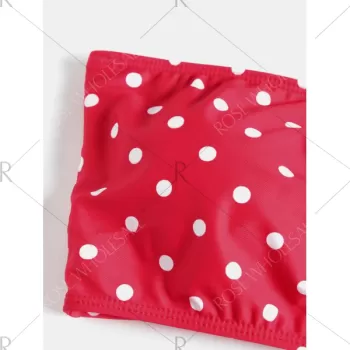 Polka Dot Bandeau calloped Bikini - Red