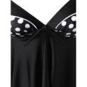 Polka Dot Halter Tankini Set - Black