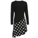 Polka Dot Lace Up Tunic Dress - Black