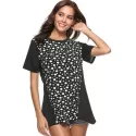 Polka Dot Longline T Shirt - Black