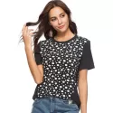 Polka Dot Longline T Shirt - Black