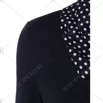 Polka Dot Patchwork Asymmetrical Tee - White And Black