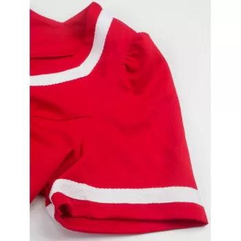 Polka Dot Striped Belted V Neck Dress - Red