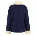 Preppy Style Turn-Down Collar Double-Breasted Thicken Long Sleeve Women's Coat - Purplish Blue