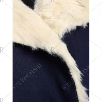 Preppy Style Turn-Down Collar Double-Breasted Thicken Long Sleeve Women's Coat - Purplish Blue