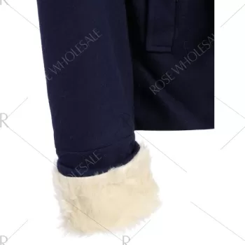 Preppy Style Turn-Down Collar Double-Breasted Thicken Long Sleeve Women's Coat - Purplish Blue