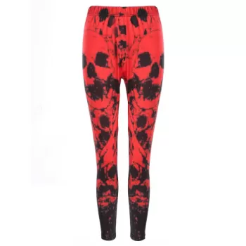 Print Color Block Leggings - Red