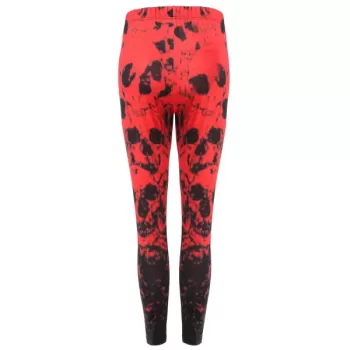 Print Color Block Leggings - Red