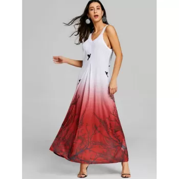 Printed Cut Out Ombre Color axi Dress -