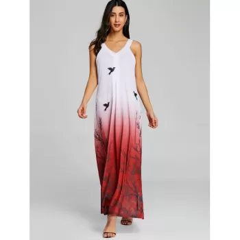 Printed Cut Out Ombre Color axi Dress -