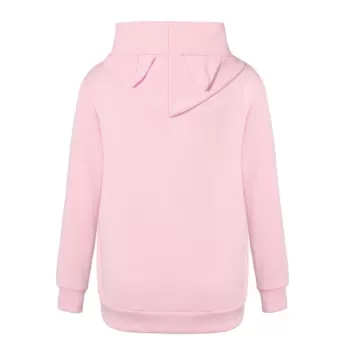 Printed Fleece Lining Cat Ear Hoodie - Pink
