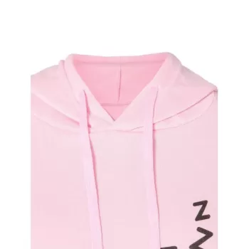 Printed Fleece Lining Cat Ear Hoodie - Pink