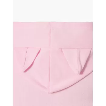 Printed Fleece Lining Cat Ear Hoodie - Pink