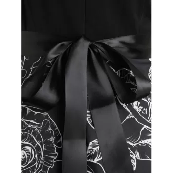 Printed Sleeveless Fit And Flare Vintage Dress - Black