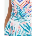 Printed Sleeveless Flared Dress - White