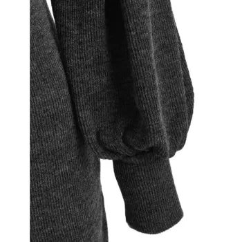 Puff Sleeve Mini Sweater Dress - Dark Gray